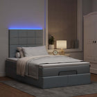 Ottoman bed with mattress and LEDs 120x200cm light grey fabric