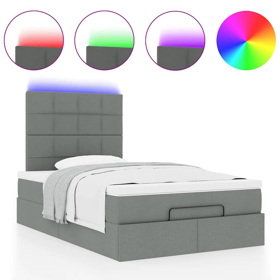 Ottoman bed met matras en LED's 120x200cm stof donkergrijs