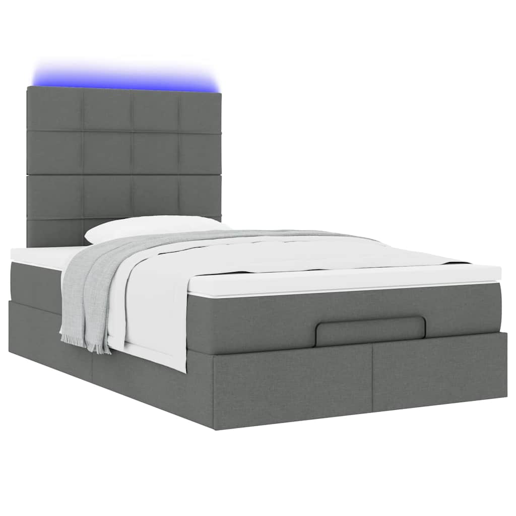 Ottoman bed met matras en LED's 120x200cm stof donkergrijs