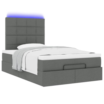 Ottoman bed met matras en LED's 120x200cm stof donkergrijs