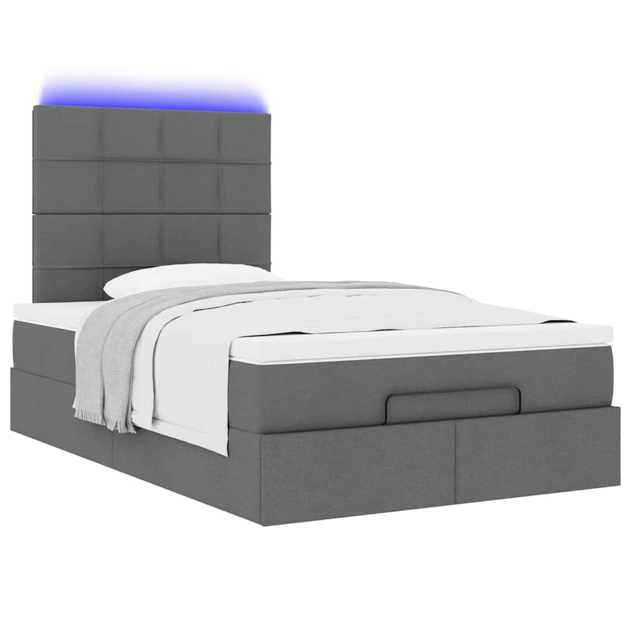 Ottoman bed met matras en LED's 120x200cm stof donkergrijs