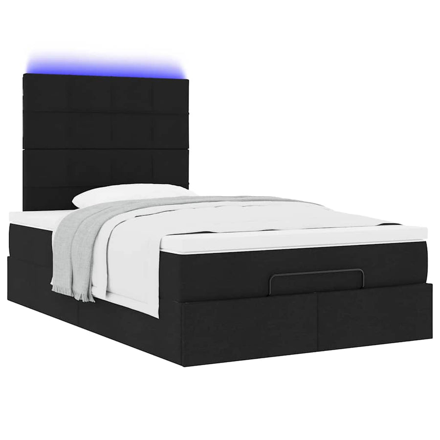 Ottoman bed met matras en LED's 120x200cm stof zwart