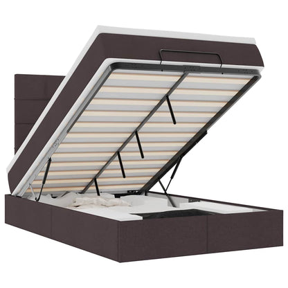 Ottoman bed met matras en LED's 120x200cm stof donkerbruin