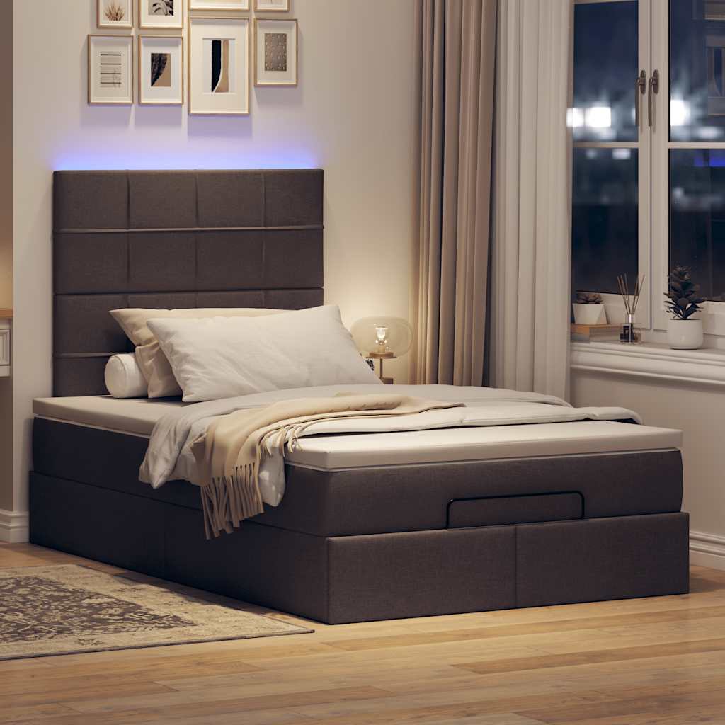 Ottoman bed met matras en LED's 120x200cm stof donkerbruin