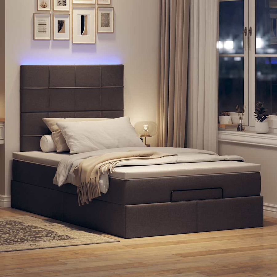 Ottoman bed met matras en LED's 120x200cm stof donkerbruin