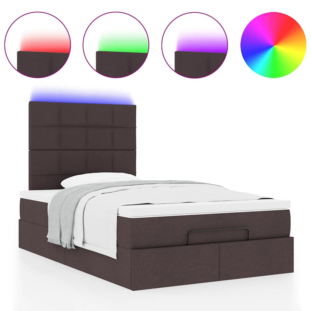 Ottoman bed met matras en LED's 120x200cm stof donkerbruin