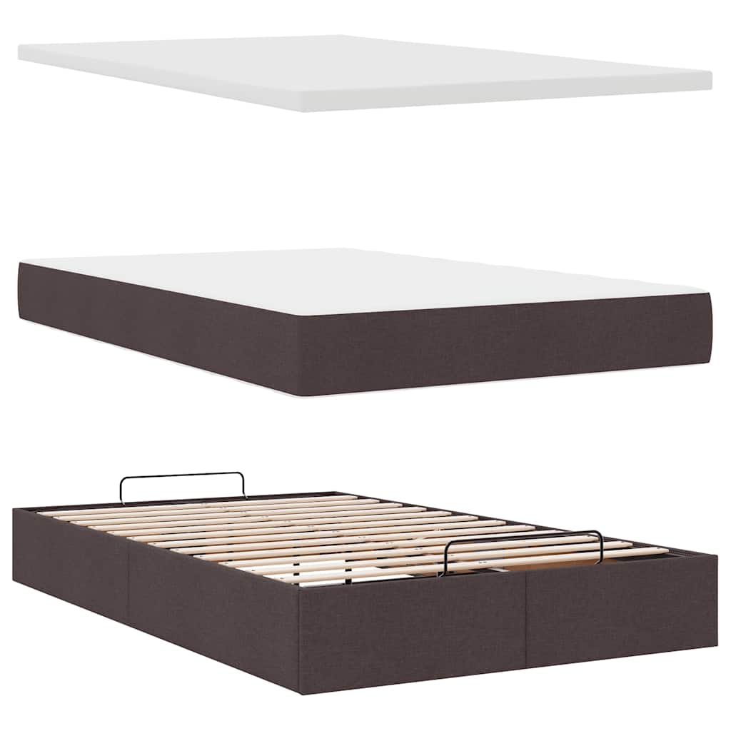 Ottoman bed met matras en LED's 120x200cm stof donkerbruin