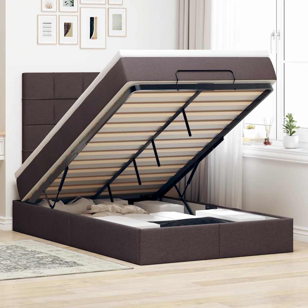 Ottoman bed met matras en LED's 120x200cm stof donkerbruin