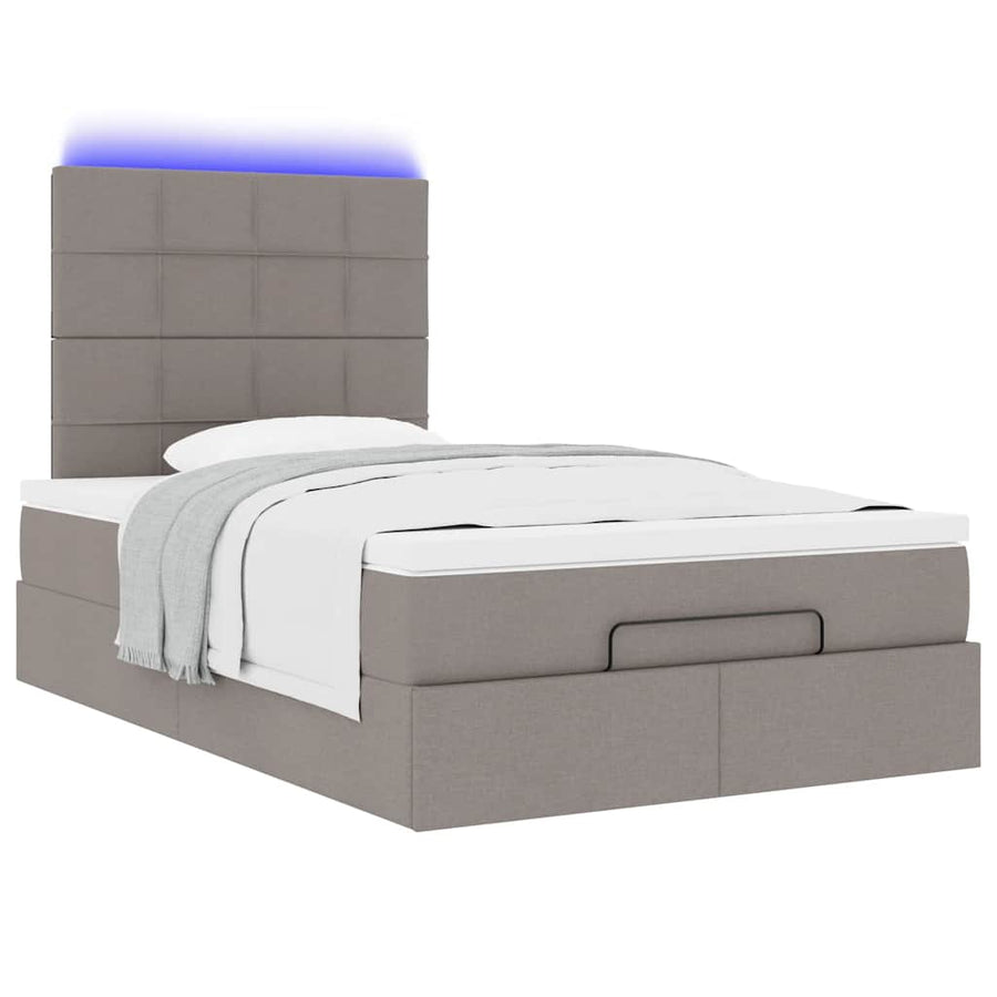 Ottoman bed met matras en LED's 120x200cm stof taupe