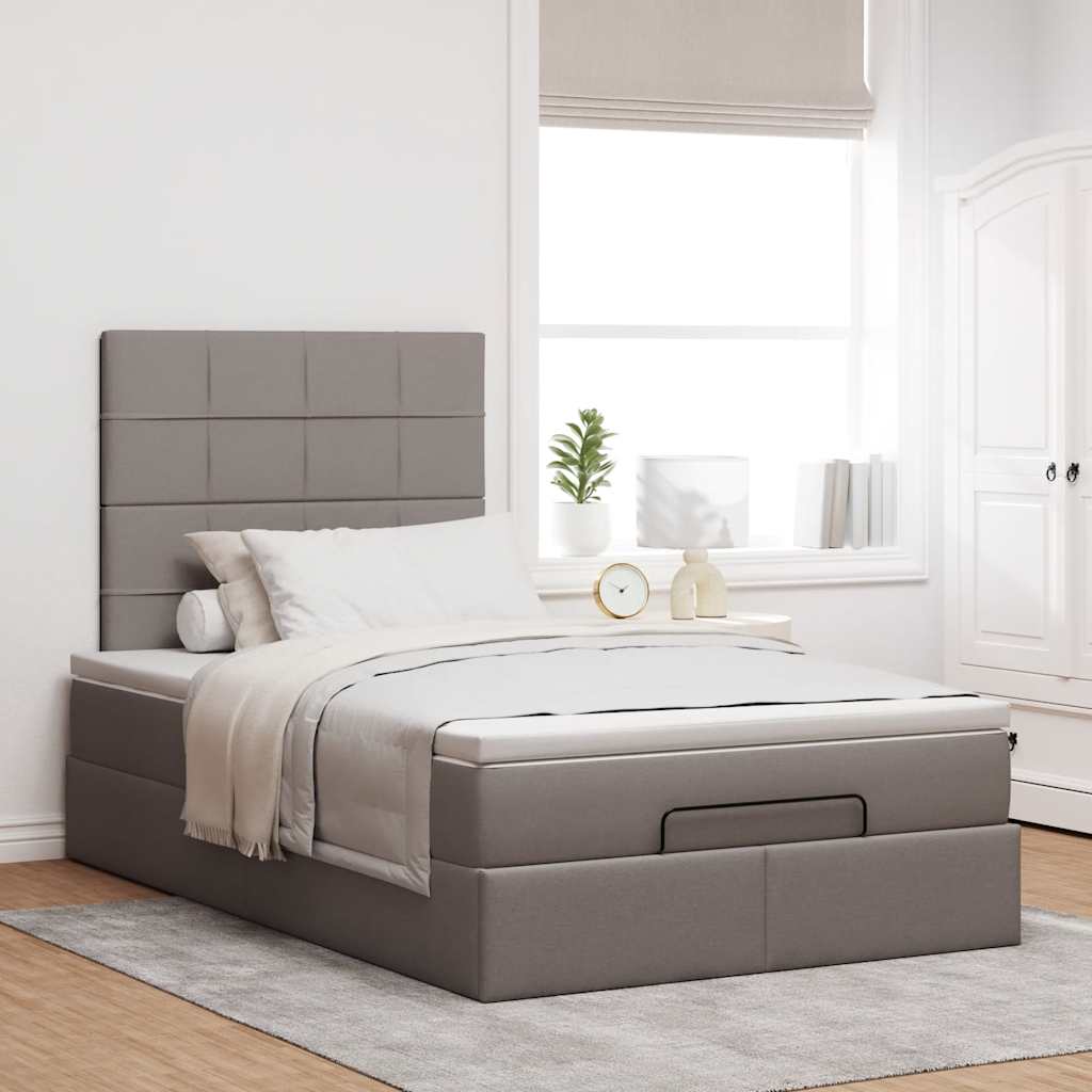 Ottoman bed met matras en LED's 120x200cm stof taupe