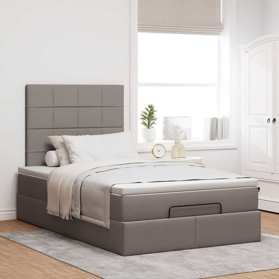 Ottoman bed met matras en LED's 120x200cm stof taupe