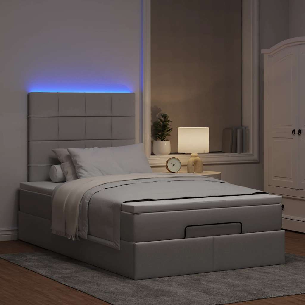 Ottoman bed met matras en LED's 120x200cm stof taupe