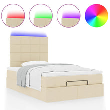 Ottoman bed met matras en LED's 120x200cm stof crèmekleurig
