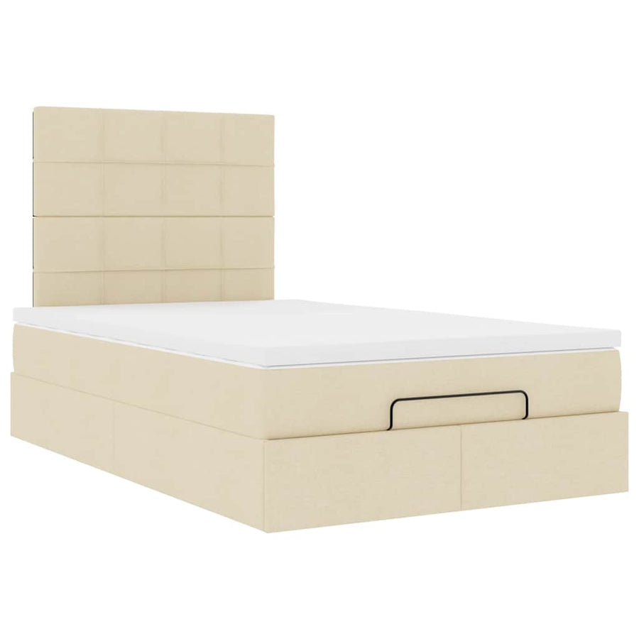 Ottoman bed met matras en LED's 120x200cm stof crèmekleurig