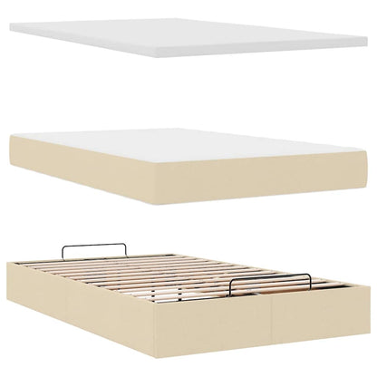 Ottoman bed met matras en LED's 120x200cm stof crèmekleurig