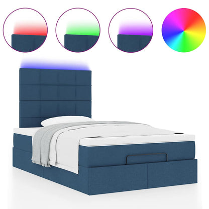 Ottoman bed met matras en LED's 120x200cm stof blauw