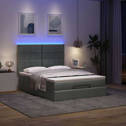 Ottoman bed met matras en LED's 140x190cm stof donkergrijs