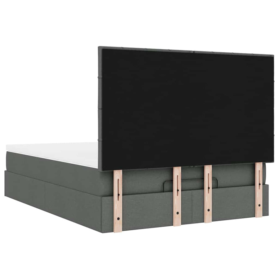 Ottoman bed met matras en LED's 140x190cm stof donkergrijs
