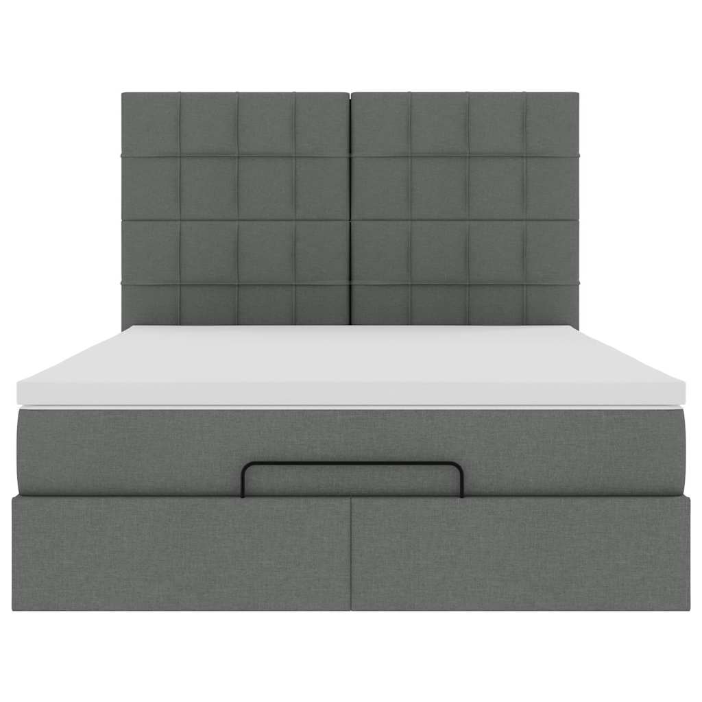 Ottoman bed met matras en LED's 140x190cm stof donkergrijs