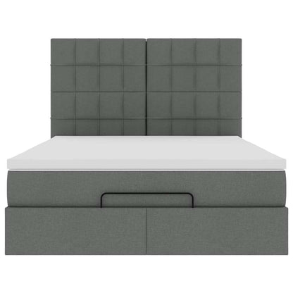 Ottoman bed met matras en LED's 140x190cm stof donkergrijs
