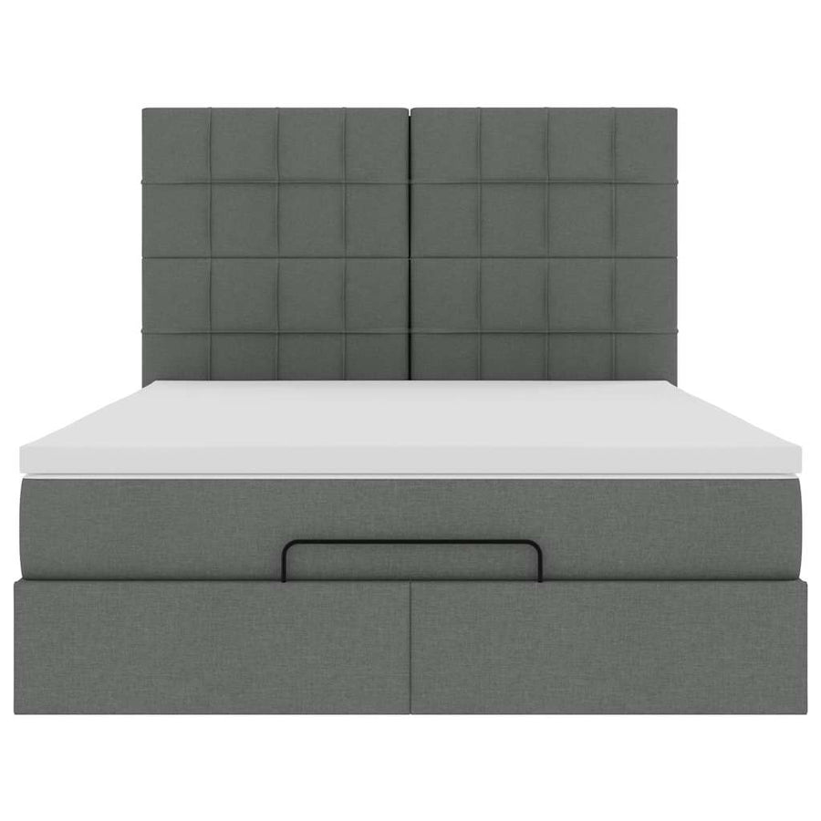 Ottoman bed met matras en LED's 140x190cm stof donkergrijs