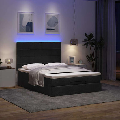 Ottoman bed met matras en LED's 140x190cm stof zwart