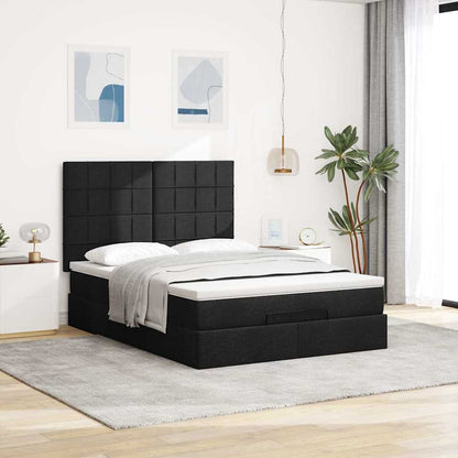 Ottoman bed met matras en LED's 140x190cm stof zwart