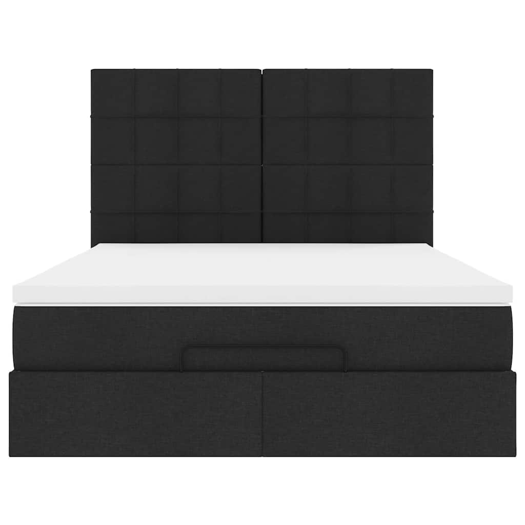 Ottoman bed met matras en LED's 140x190cm stof zwart
