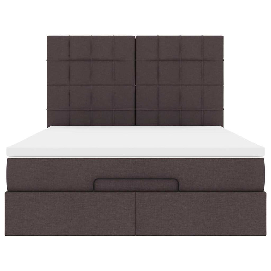 Ottoman bed met matras en LED's 140x190cm stof donkerbruin