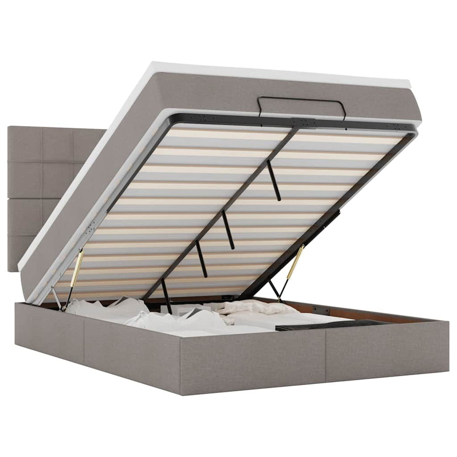 Ottoman Bed Met Matras En Led's 140X190Cm Stof 140 x 190 cm Taupe