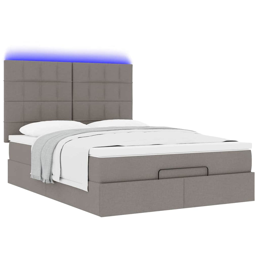 Ottoman Bed Met Matras En Led's 140X190Cm Stof 140 x 190 cm Taupe