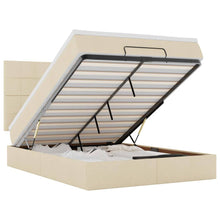Ottoman bed met matras en LED's 140x190cm stof crèmekleurig