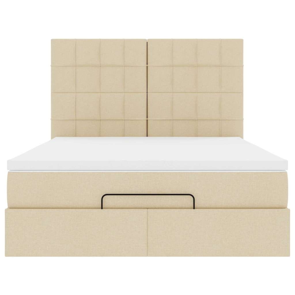 Ottoman bed met matras en LED's 140x190cm stof crèmekleurig