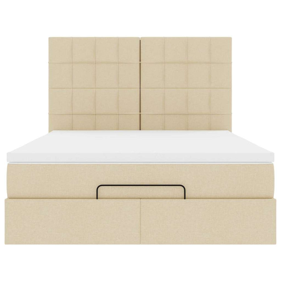 Ottoman bed met matras en LED's 140x190cm stof crèmekleurig
