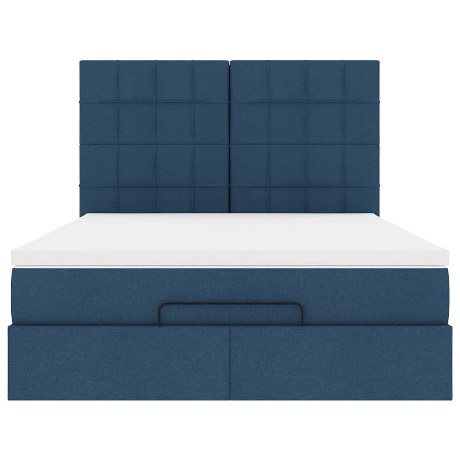 Ottoman bed met matras en LED's 140x190cm stof blauw