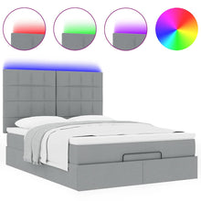 Ottoman bed met matras en LED's 140x200cm stof lichtgrijs