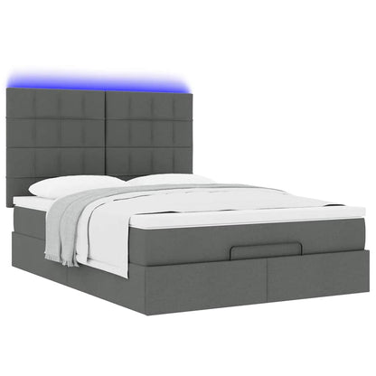 Ottoman bed met matras en LED's 140x200cm stof donkergrijs