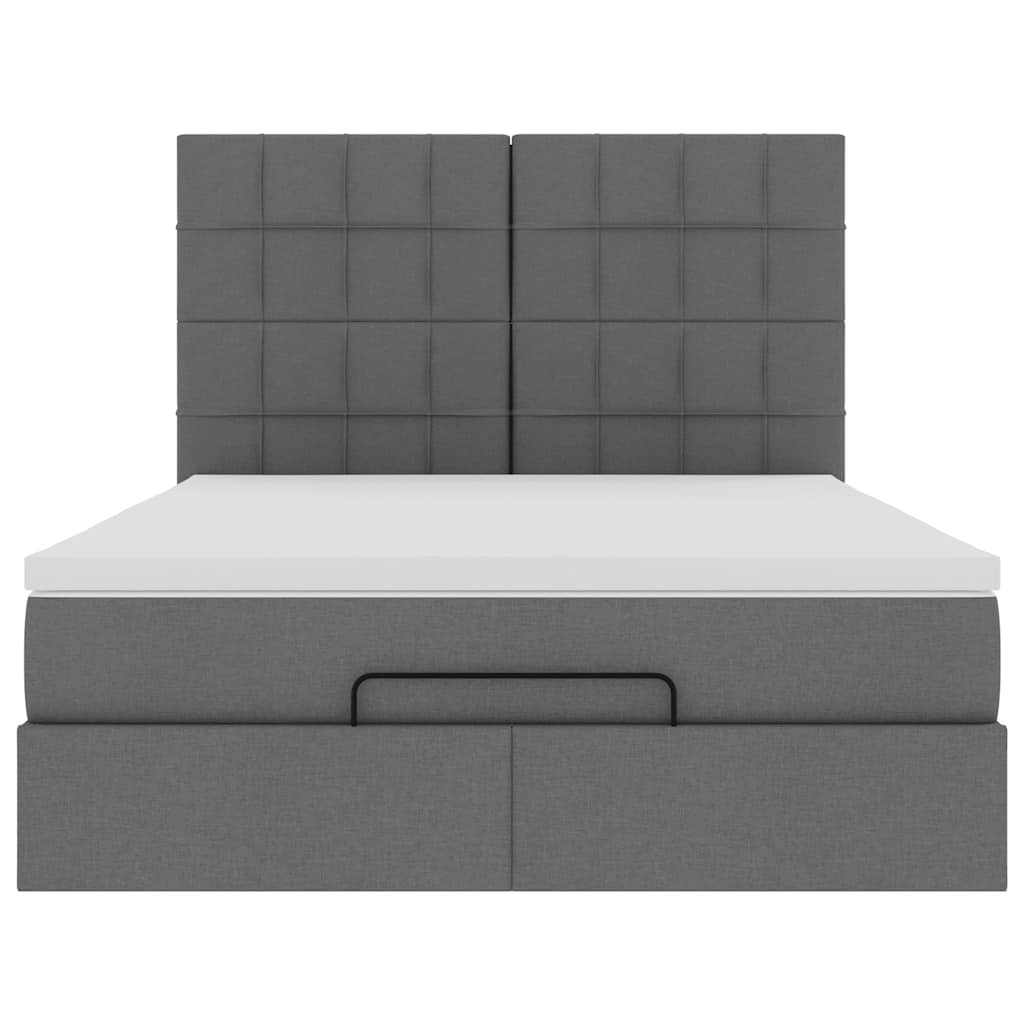 Ottoman bed met matras en LED's 140x200cm stof donkergrijs