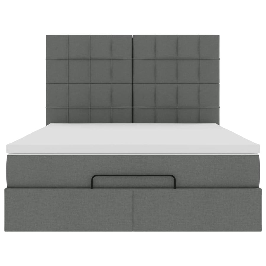 Ottoman bed met matras en LED's 140x200cm stof donkergrijs