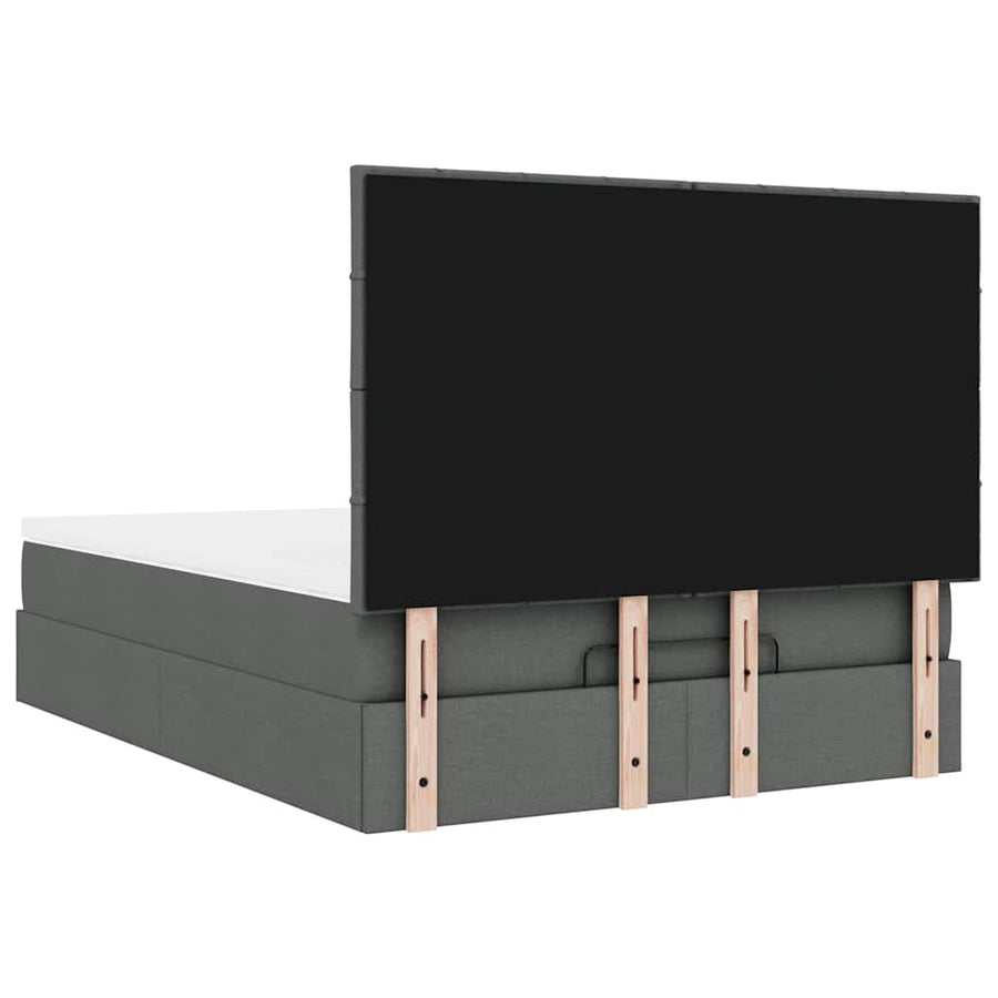 Ottoman bed met matras en LED's 140x200cm stof donkergrijs