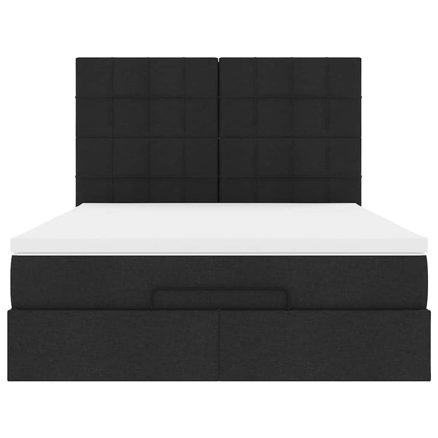 Ottoman bed met matras en LED's 140x200cm stof zwart