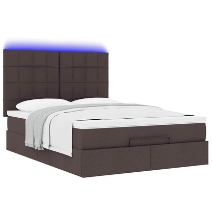 Ottoman bed met matras en LED's 140x200cm stof donkerbruin