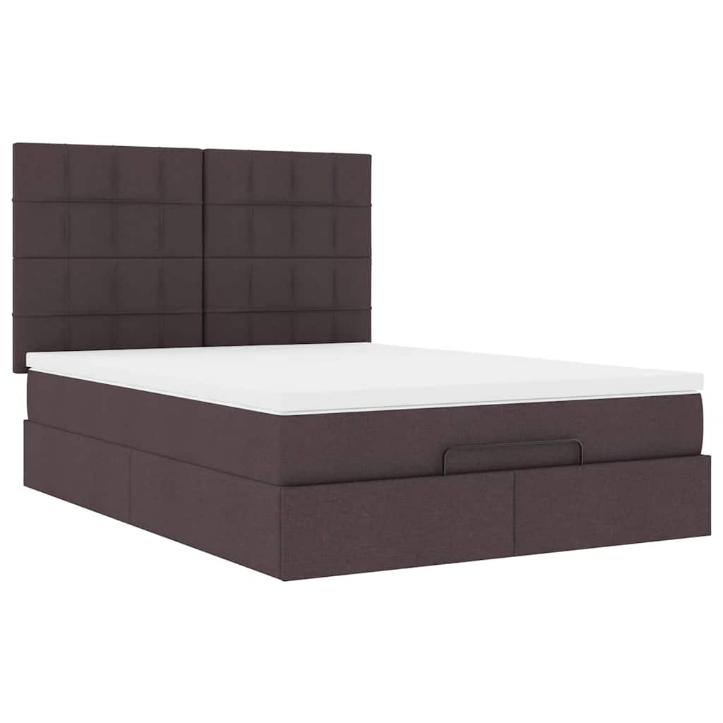 Ottoman bed met matras en LED's 140x200cm stof donkerbruin