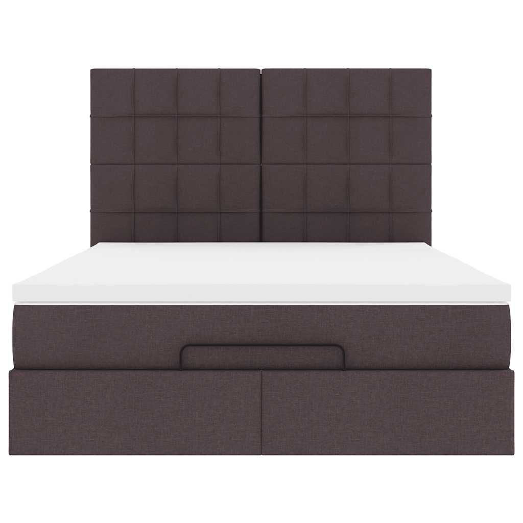 Ottoman bed met matras en LED's 140x200cm stof donkerbruin