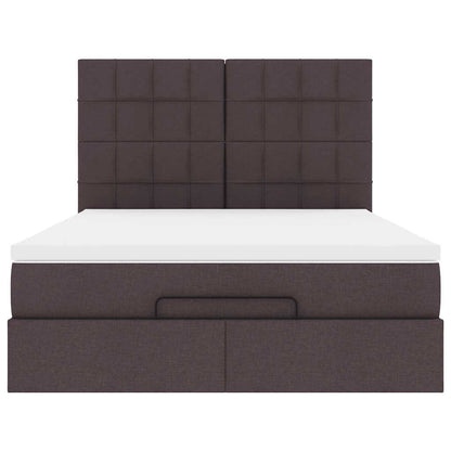 Ottoman bed met matras en LED's 140x200cm stof donkerbruin
