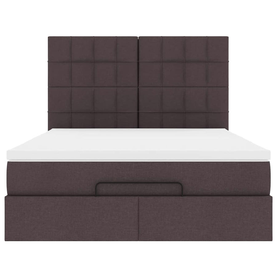 Ottoman bed met matras en LED's 140x200cm stof donkerbruin