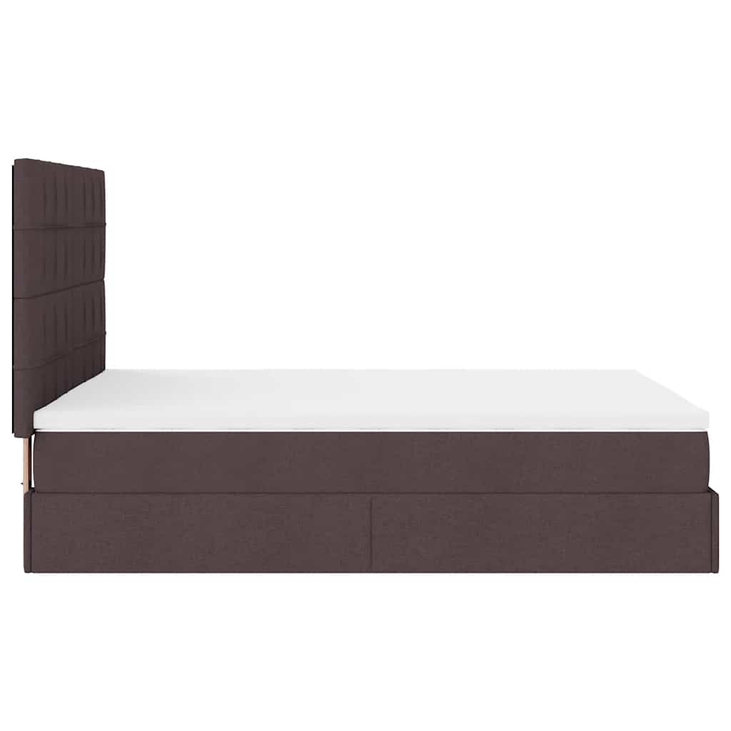Ottoman bed met matras en LED's 140x200cm stof donkerbruin