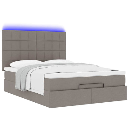 Ottoman bed met matras en LED's 140x200cm stof taupe