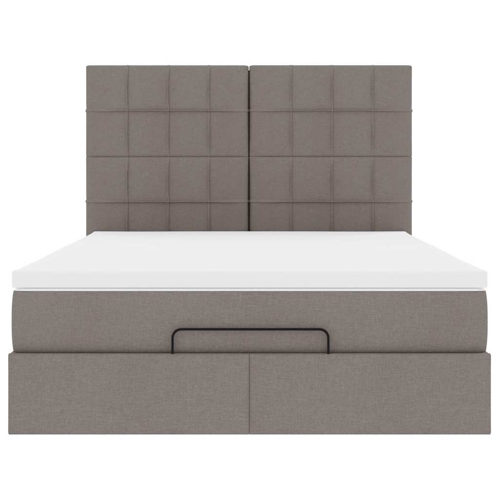 Ottoman bed met matras en LED's 140x200cm stof taupe