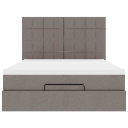 Ottoman bed met matras en LED's 140x200cm stof taupe